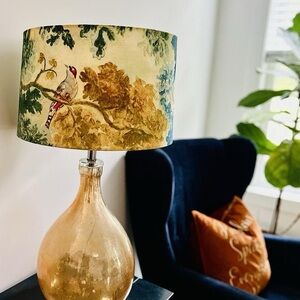 New Anthropologie Judarn Med Lamp Shade Green Floral Bird Poplin SwedishTapestry